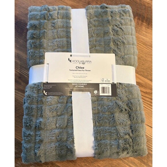 NEW Koolaburra By Ugg Chloe Faux Fur Throw Blanket 50” x 70” Willow Gray - Picture 2 of 6